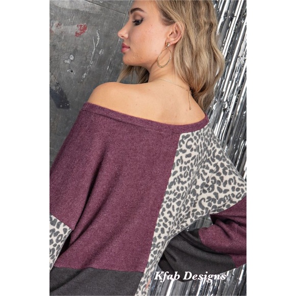 ❤️LAST Softest Leopard Color Block Puff Sleeve Top - Picture 4 of 7